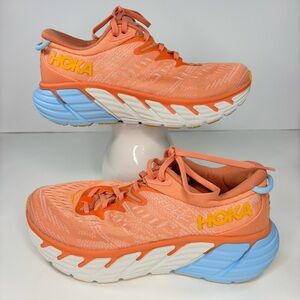 Hoka One One Women's 8 Gaviota 5 Anchor/Grapefruit Running Shoes Comfy Sneakers